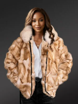 Golden Fox Fur Womens Bomber