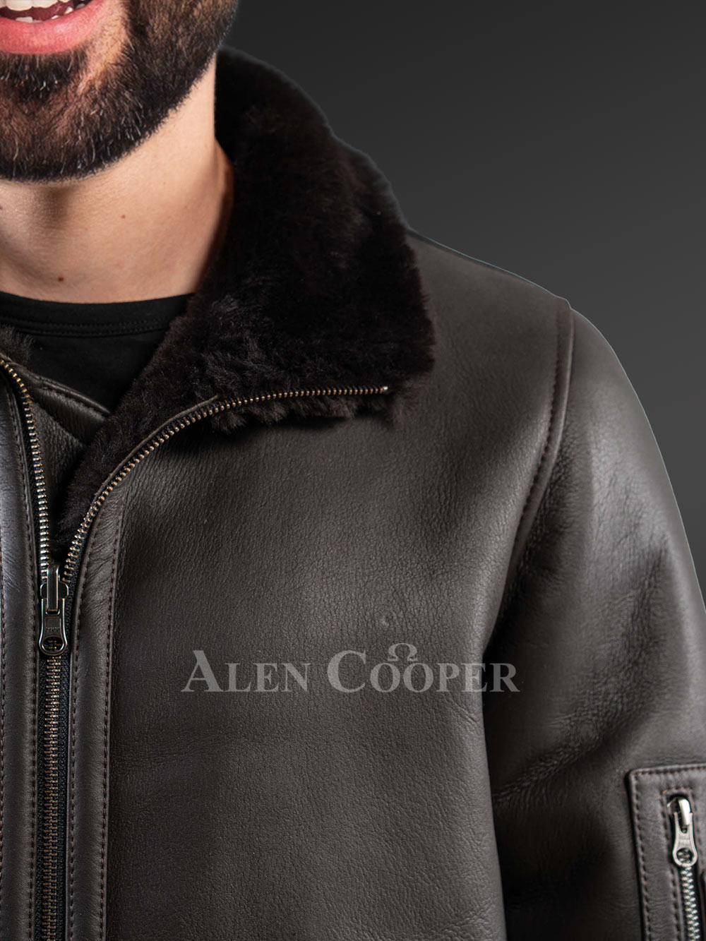 Mens Shearling Reversible Jacket with Outstanding Features on Both Sides - Image 9