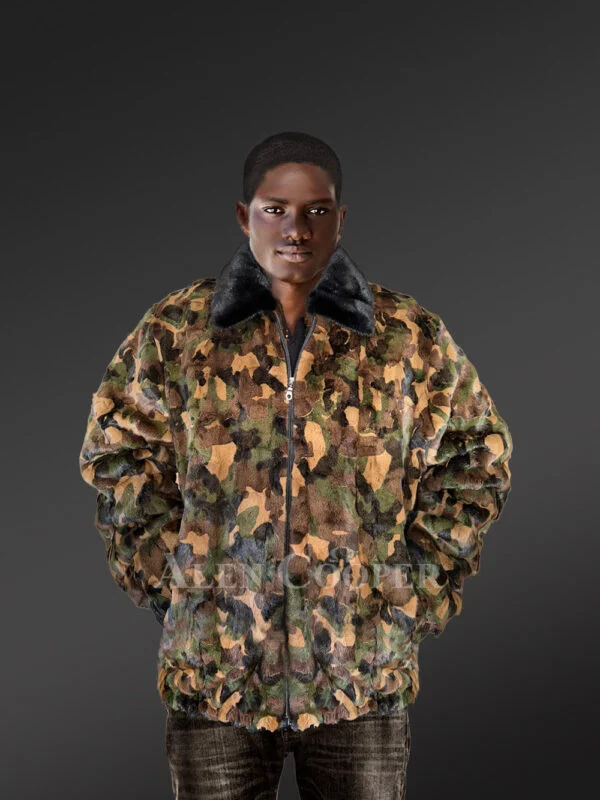 Mens Mink Fur Camo Jacket to Look Hip and Happening - Image 3