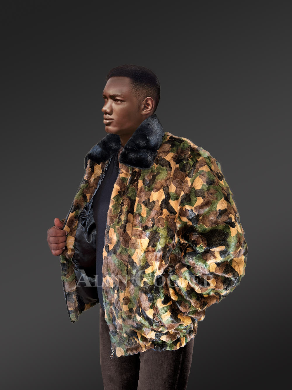 Mens Mink Fur Camo Jacket to Look Hip and Happening - Image 5