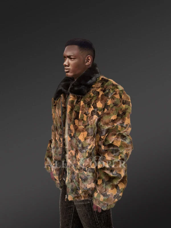 Mens Mink Fur Camo Jacket to Look Hip and Happening - Image 4