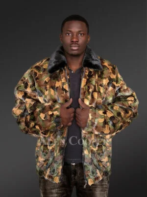 Mens Mink Fur Camo Jacket to Look Hip and Happening