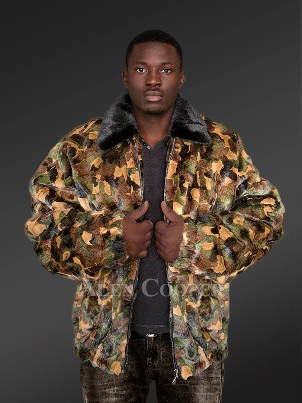 Mens Mink Fur Camo Jacket to Look Hip and Happening