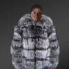 Men's Silver Fox Fur Bomber in Paragraph Style
