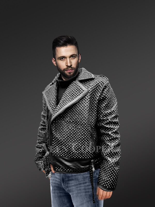 Mens studded leather jacket with trendy looks & top-notch features - Image 2