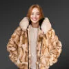 Womens Golden Fox Fur Bomber