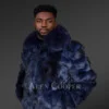 Mens Blue Fox Fur Jacket (2)