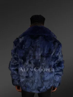 Mens Blue Fox Fur Jacket (4)