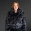 Fox Fur Crop Jacket Hood