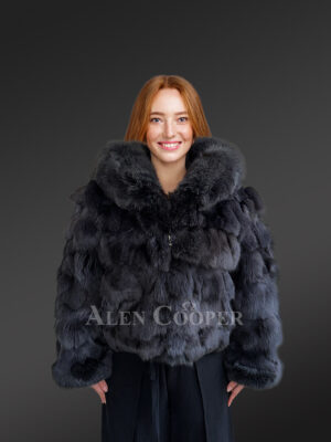 Fox Fur Crop Jacket Hood