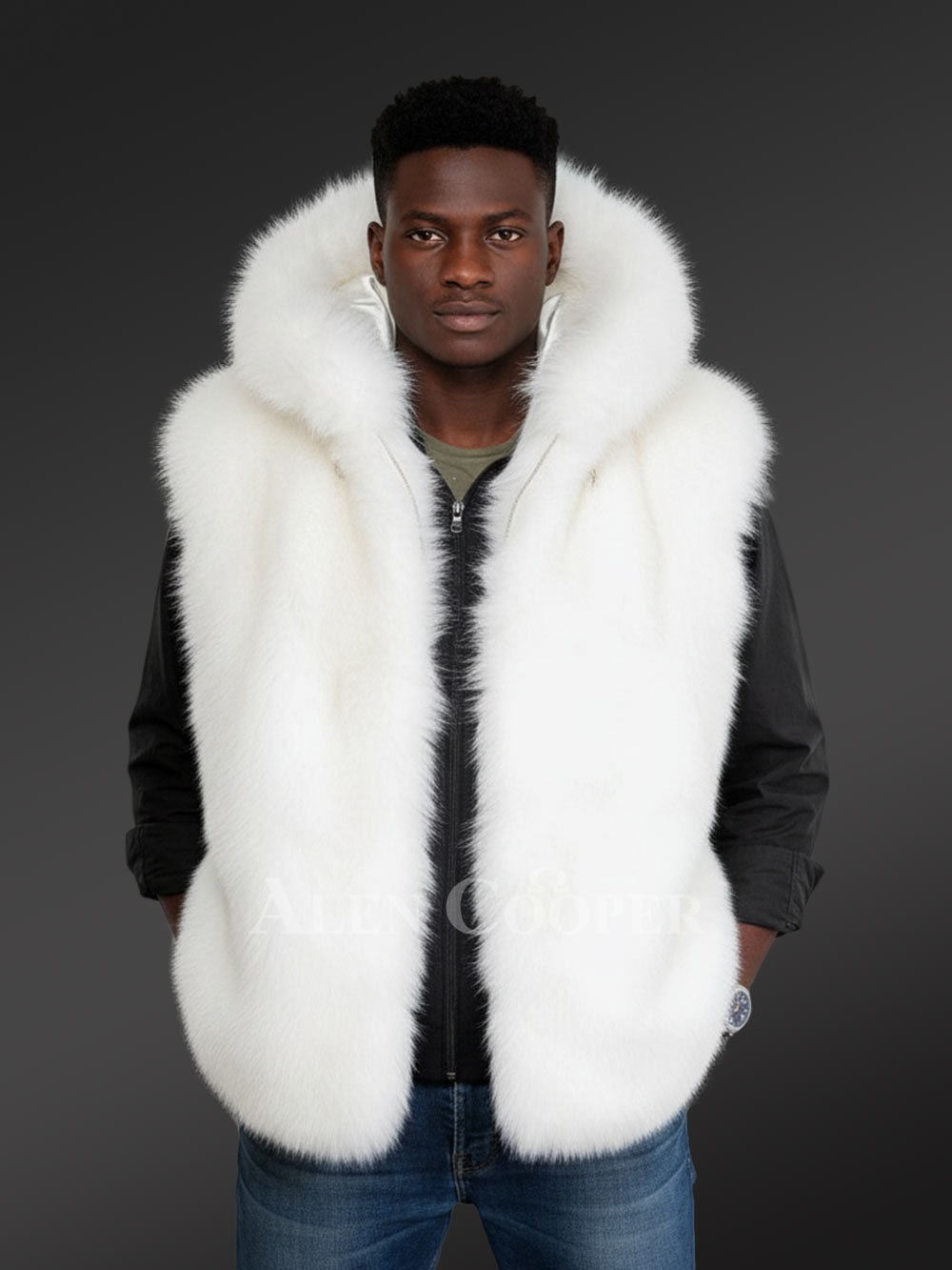 Fox Fur Vest with Hood to Elevate Ones Looks