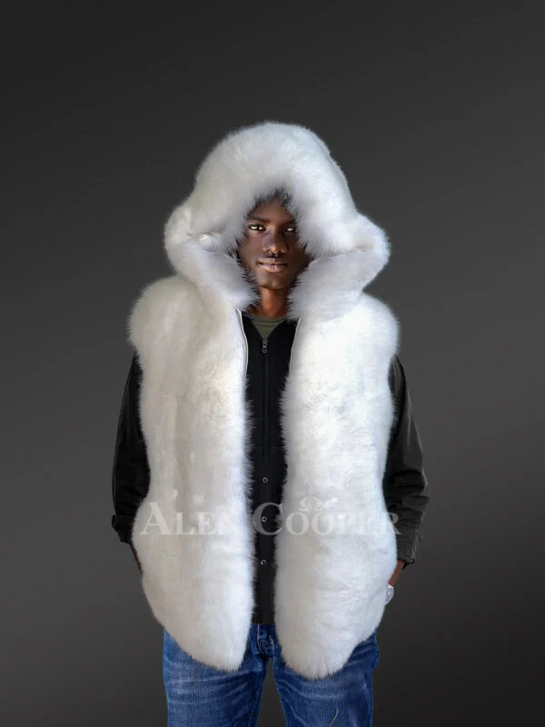 Fox Fur Vest with Hood to Elevate Ones Looks - Image 2