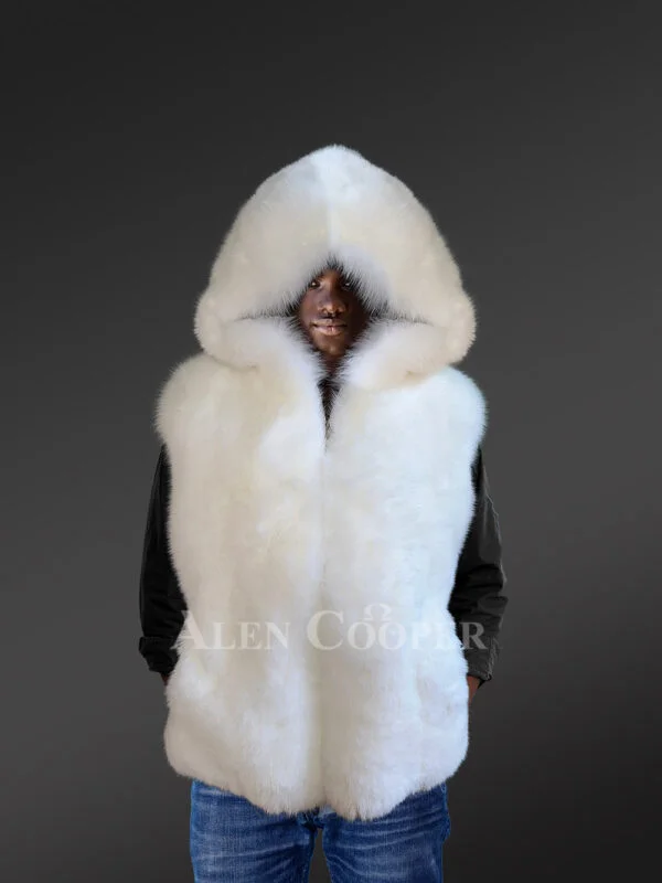 Fox Fur Vest with Hood to Elevate Ones Looks - Image 4