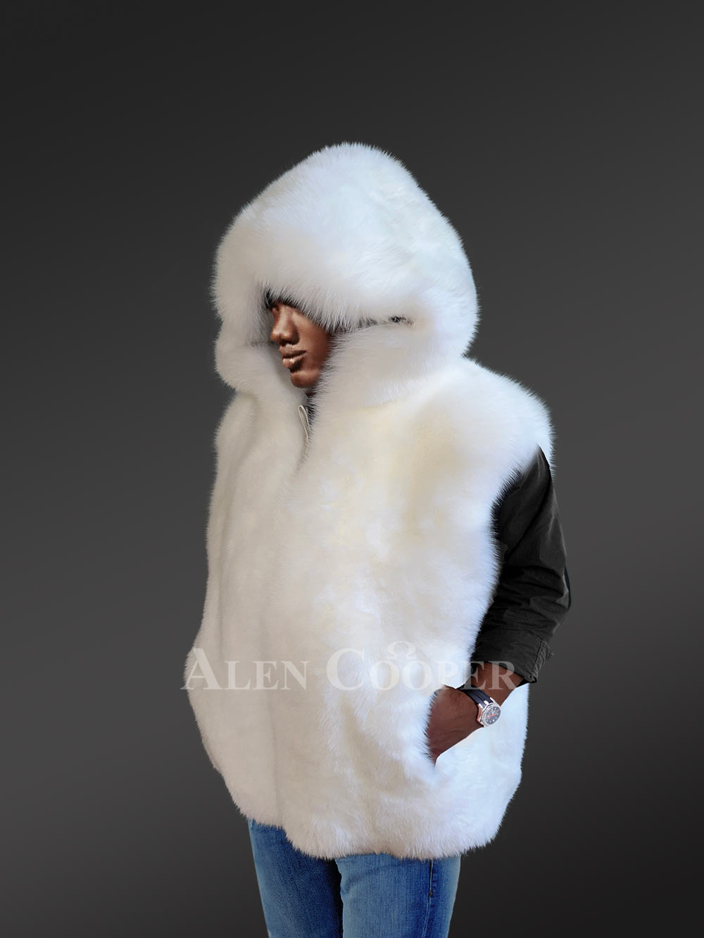 Fox Fur Vest with Hood to Elevate Ones Looks - Image 5