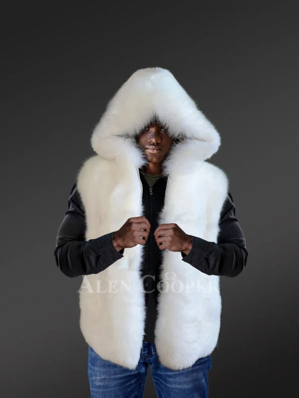 Fox Fur Vest with Hood to Elevate Ones Looks - Image 3