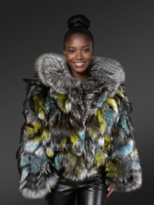 Hooded Silver Fox Crop Jacket with Captivating Looks