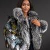 Hooded Silver Fox Crop Jacket