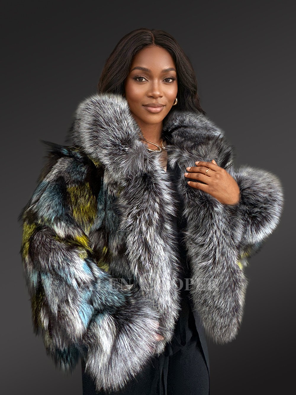Hooded Silver Fox Crop Jacket with Captivating Looks