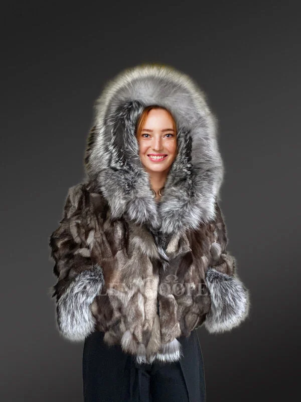 Womens Fox Fur Crop Jacket for Fashion and Comfort - Image 3