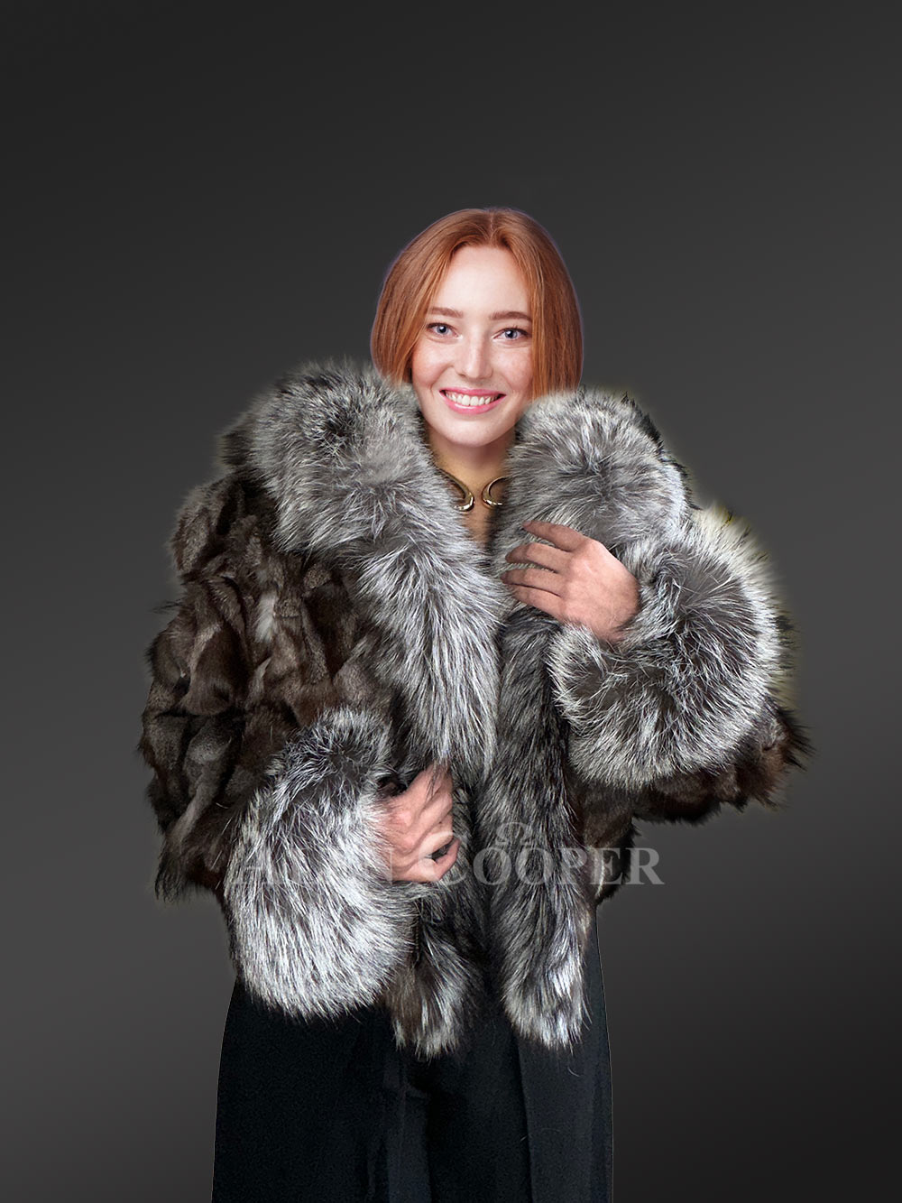 Womens Fox Fur Crop Jacket for Fashion and Comfort - Image 7