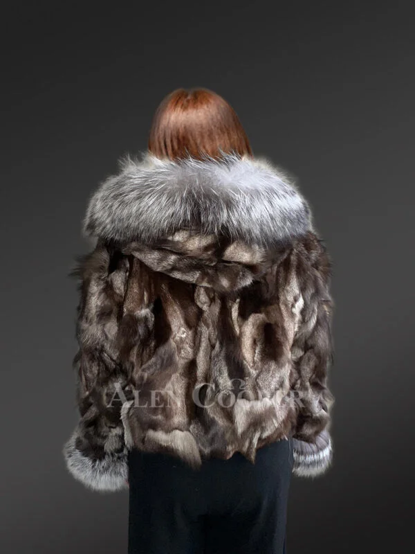 Womens Fox Fur Crop Jacket for Fashion and Comfort - Image 9