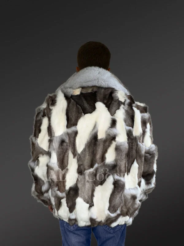 Mens Collared Fox Fur Bomber Jacket to Look Casually Elegant - Image 2