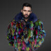 Mens Multicolor Fox Fur Bomber (4)