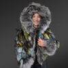 Silver Fox Fur Crop Jacket with Hood
