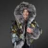 Silver Fox Fur Crop Jacket with Hood