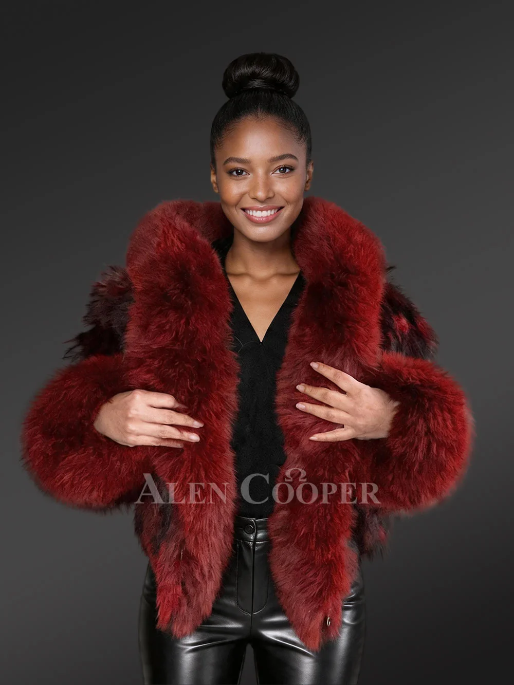 Womens Dual Tone Crop Jacket with A Stylish Hood