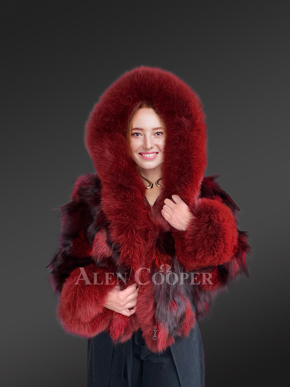 Womens Dual Tone Crop Jacket with A Stylish Hood, Frontline And Accentuated Cuffs - Image 5