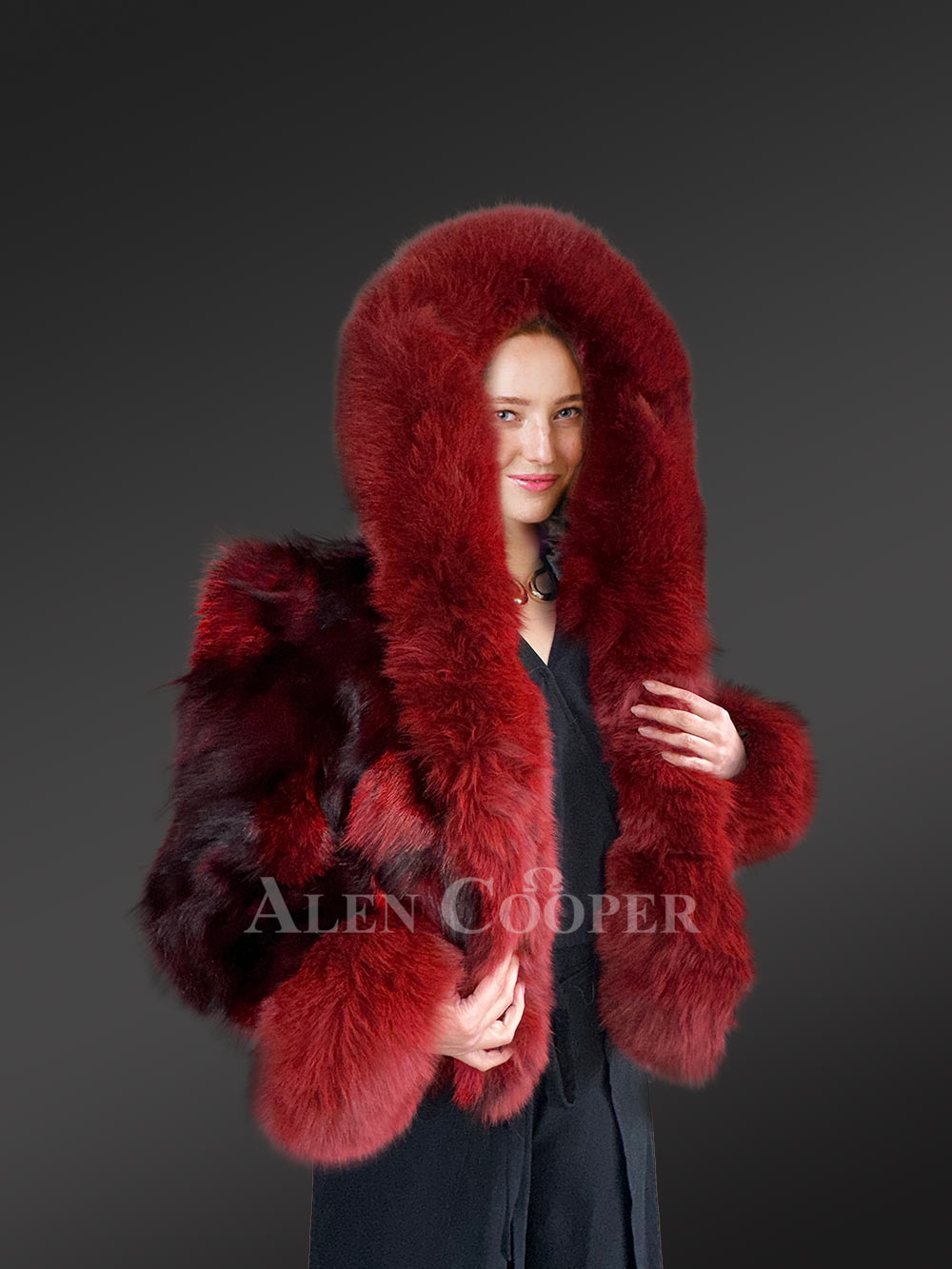 Womens Dual Tone Crop Jacket with A Stylish Hood, Frontline And Accentuated Cuffs - Image 6