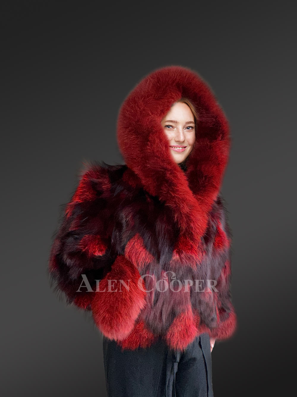 Womens Dual Tone Crop Jacket with A Stylish Hood, Frontline And Accentuated Cuffs - Image 8