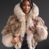 Womens Fox Fur Crop Jacket