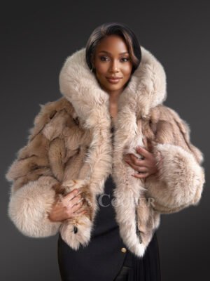 Womens Fox Fur Crop Jacket