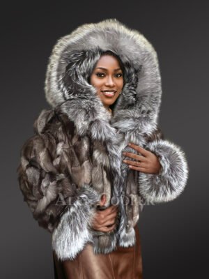 Womens Fox Fur Crop Jacket