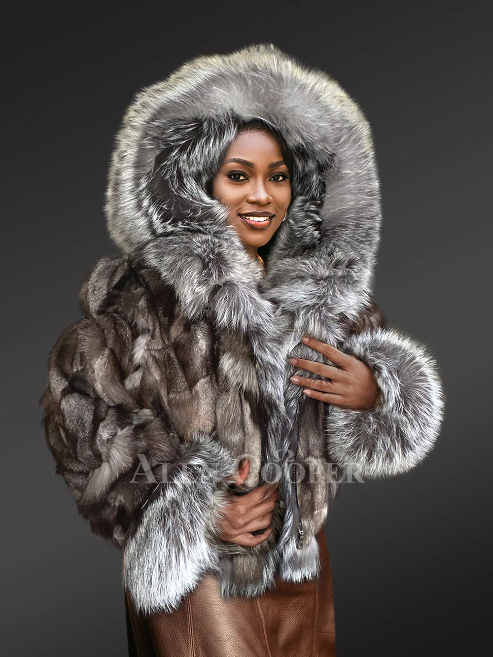 Womens Fox Fur Crop Jacket for Fashion and Comfort