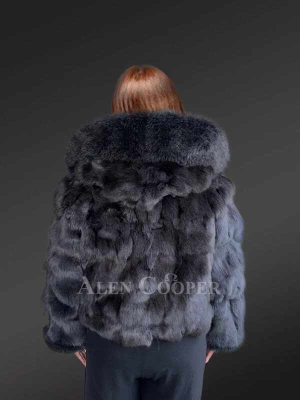 Womens Fox Fur Crop Jacket with Hood for Warmth and Fashion - Image 8
