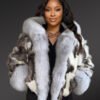 Womens Fox Fur Patterned Jacket