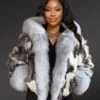 Womens Fox Fur Patterned Jacket