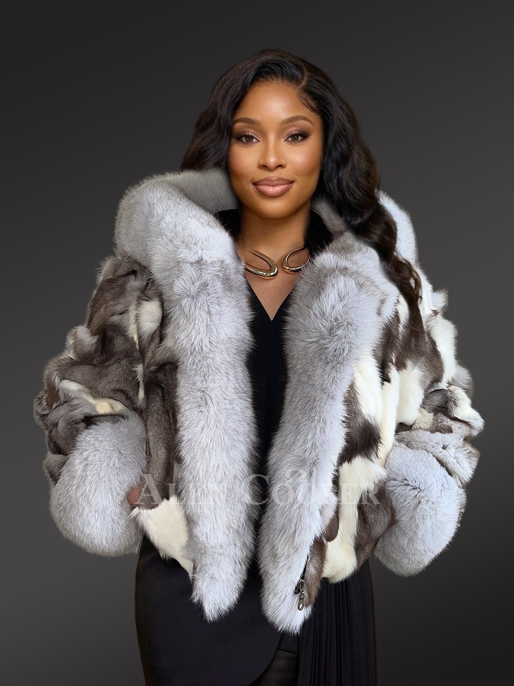 Womens Fox Fur Patterned Jacket