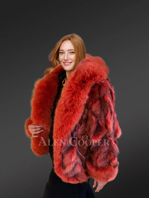 Womens Dressy Crop Style Fox Jacket an Exclusive Avant-Garde Wear - Image 5