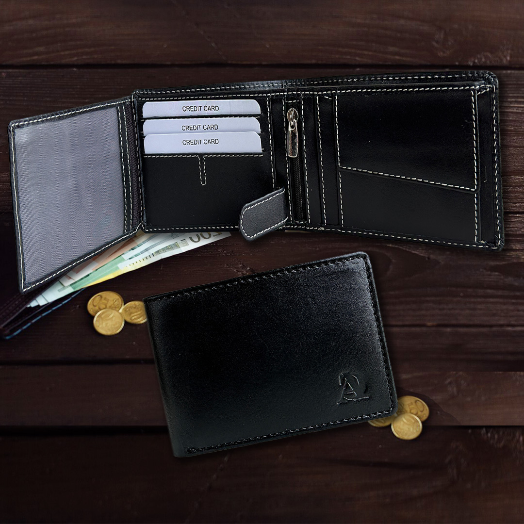 Mens Bi-Fold Genuine Leather Wallet