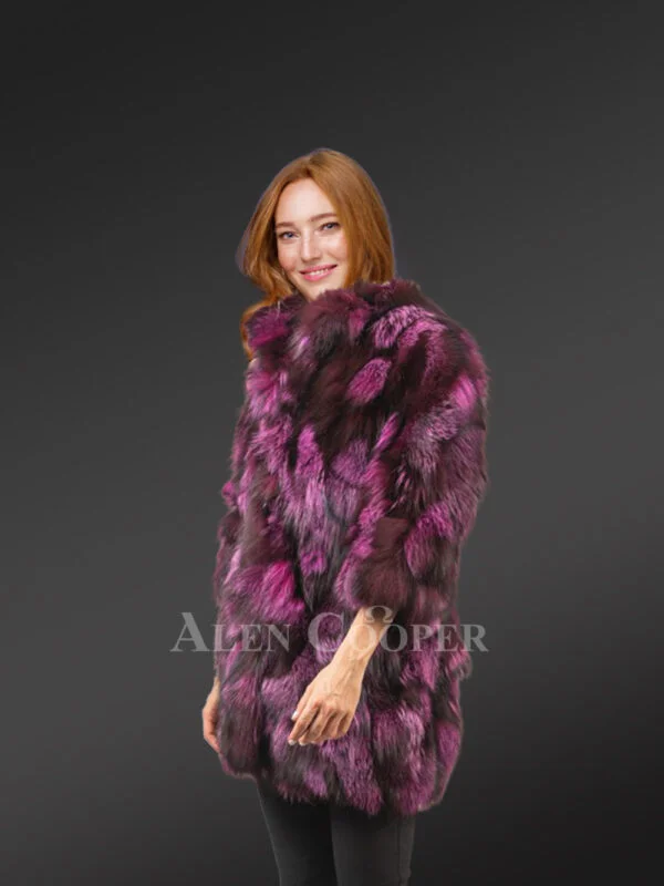 Womens Colorful Fox Fur Coat – Fusion of Aristocracy & Comfort - Image 3
