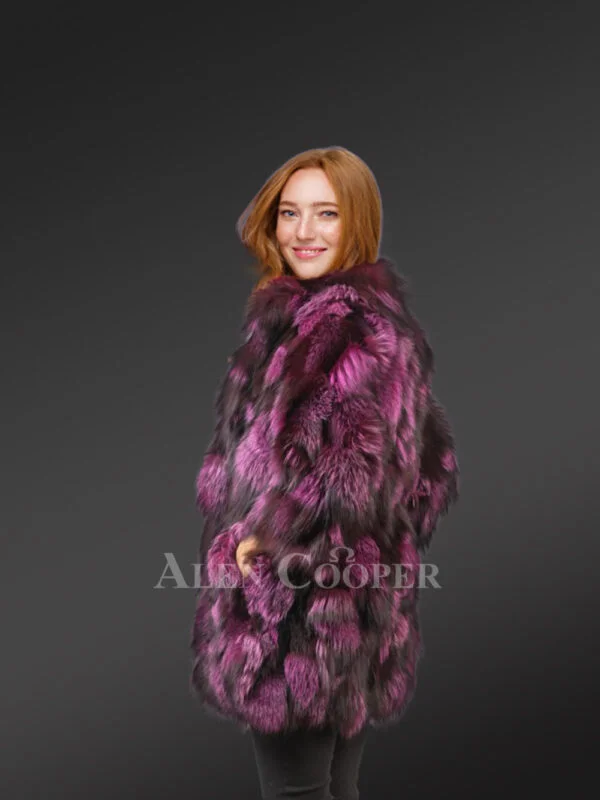 Womens Colorful Fox Fur Coat – Fusion of Aristocracy & Comfort - Image 2