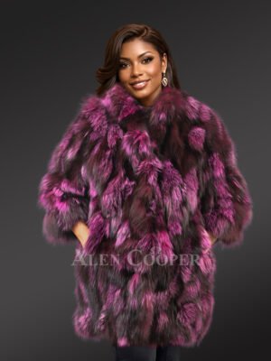 Womens Colorful Fox Fur Coat