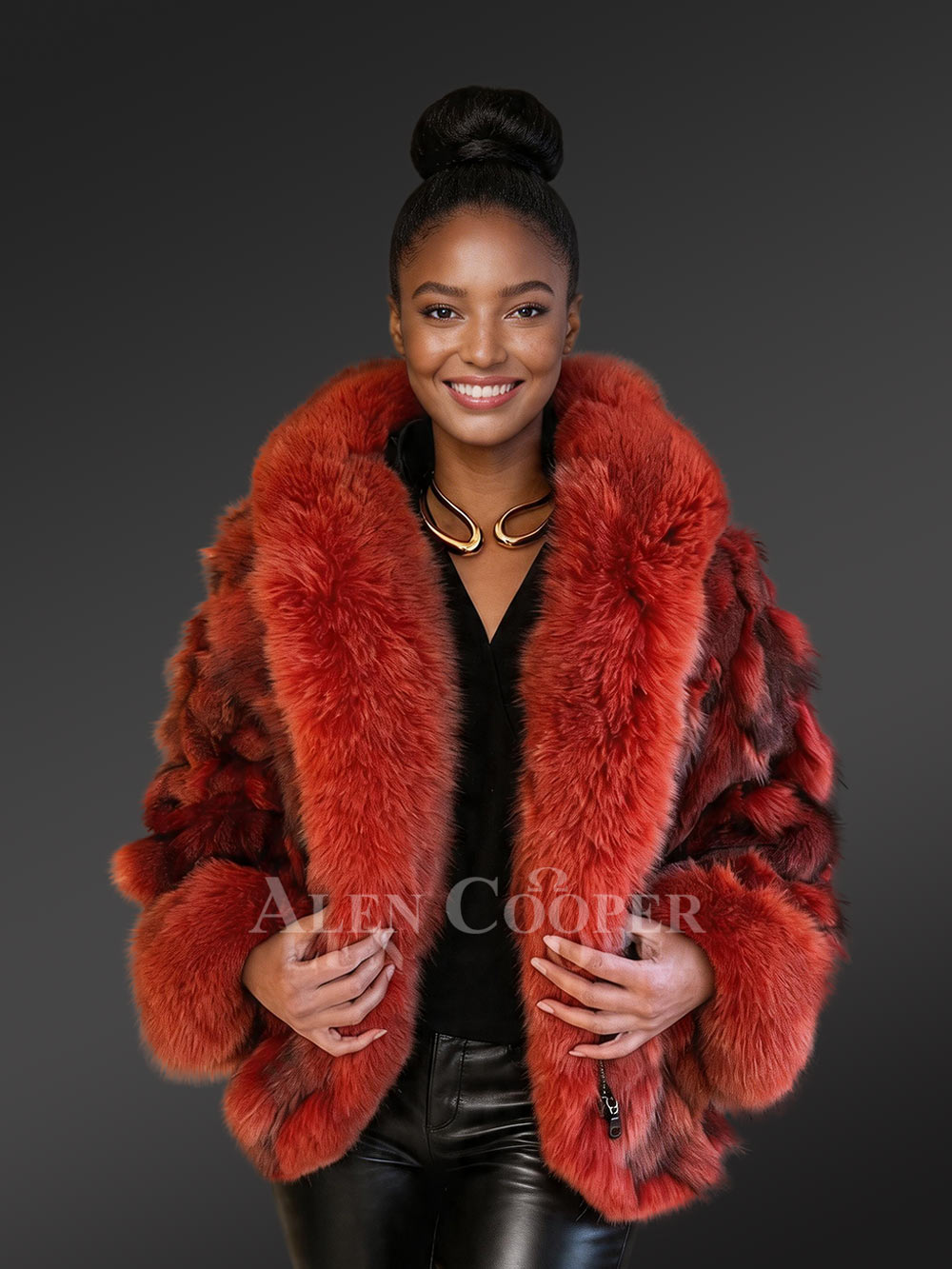 Dressy crop fox jacket | Crop Fox Fur Jacket with Hood