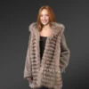 Womens Fusion Fur Coat in Brown