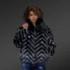 2 Tone Mink Zigzag Bomber