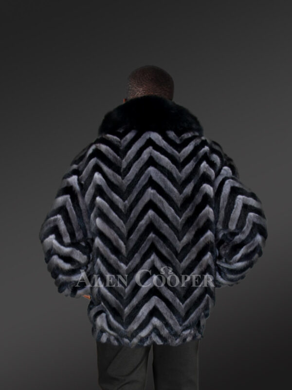 Mens Two Tone Mink Bomber Jacket - Exuding an Opulent Comfy Vibe - Image 2